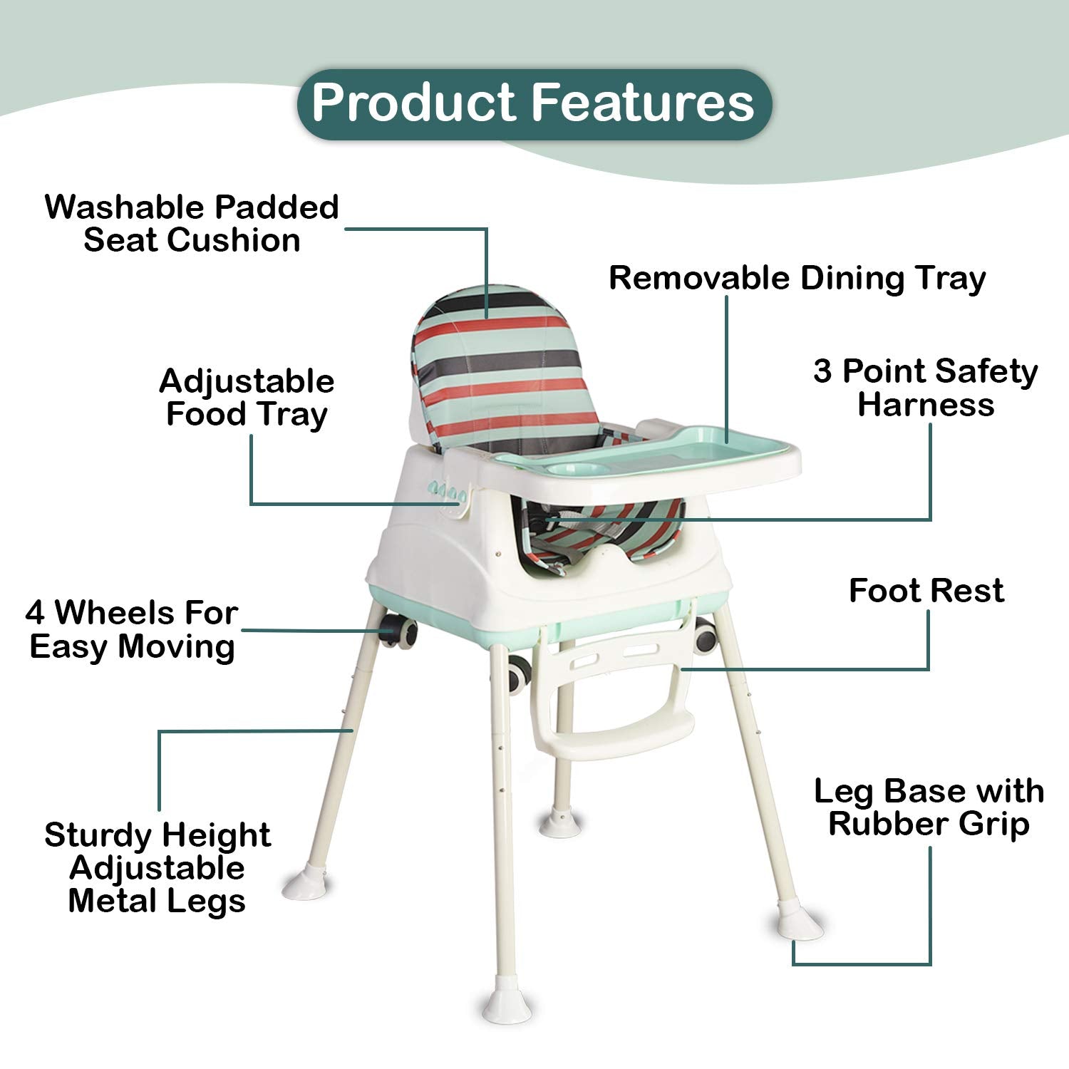LuvLap 3-in-1 baby high chair, convertible to a toddler feeding booster seat with wheels and a low chair, paired with two LuvLap bed rail guards for baby and kids' safety, one purple with animal print and one green with circus theme. Perfect for usmile.toys. www.usmile.toys